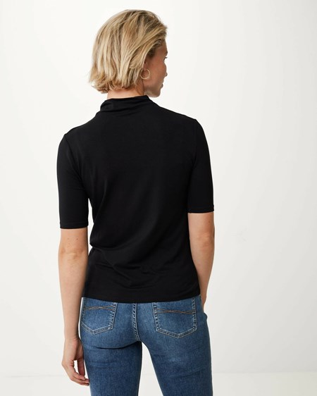 Mexx Short sleeve mock neck t-shirt Black Black | AV5407392